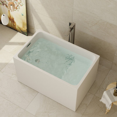 Baignoire de trempage autoportante rectangulaire en acrylique 43 "avec siège intégré Glendale