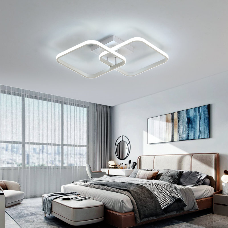 Tarazon 2-Light 60cm LED Semi Flush Mount, 10cm H x 59cm W x 29cm D, White