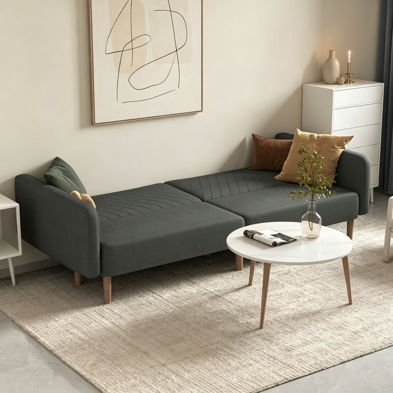 3 Seater Velvet Sofa Bed, Grey