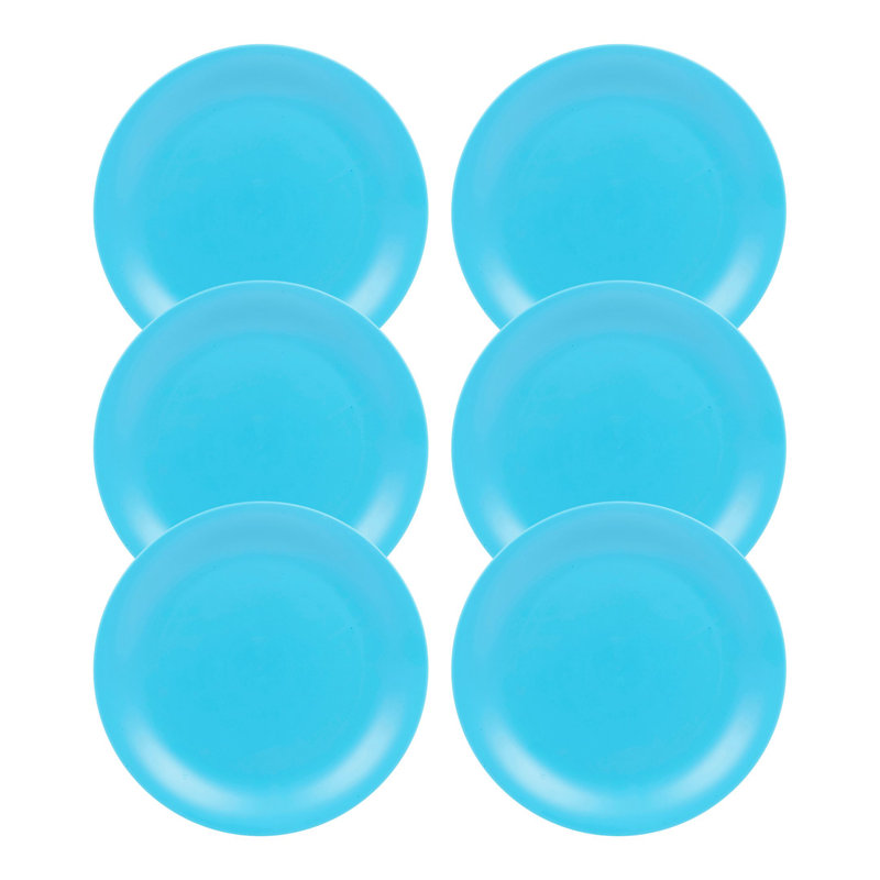 Teal  6 Pcs Unbreakable Reusable Coloured Plastic Dinner Plates Kids Party Tableware, Blue