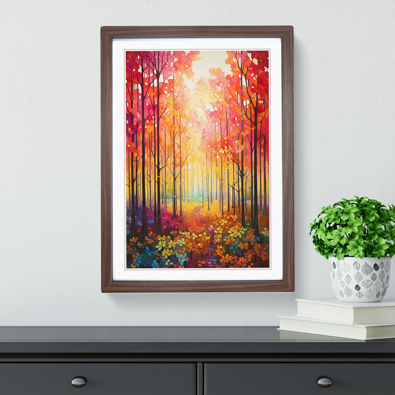 Single Picture Frame Print on Wood, Walnut Framed, 34cm H x 25cm W