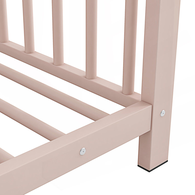 Lit plateforme simple en métal, Rose