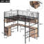 Lit mezzanine en métal avec bibliothèque, bureau et armoire-932023549