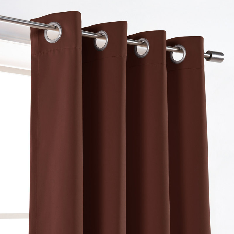 Schaeffer Solid Blackout Thermal Grommet Curtain Panels, 52" W x 84" L, Chocolate