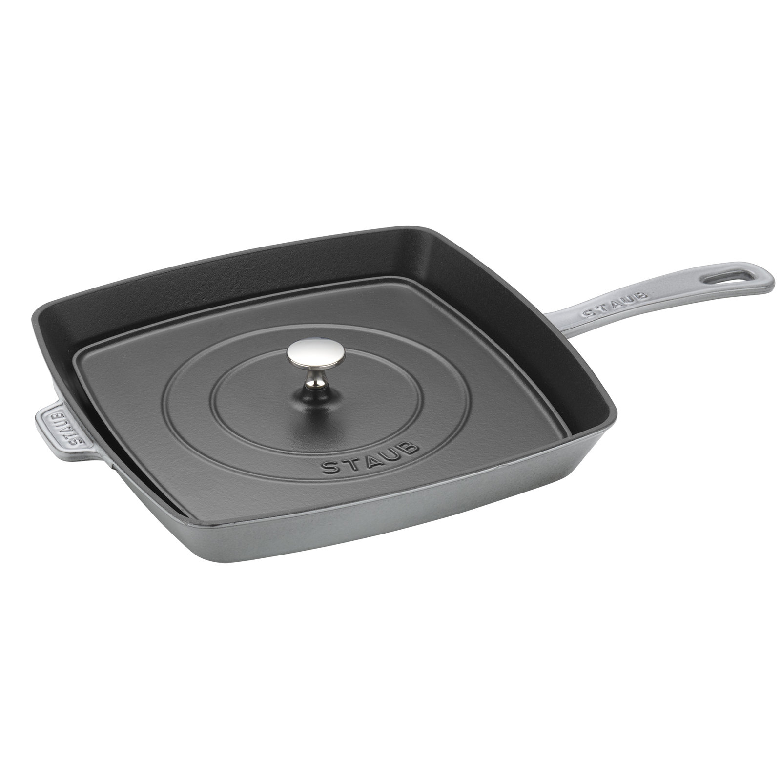 Staub Cast Iron Square Grill Pan, Graphite Gray