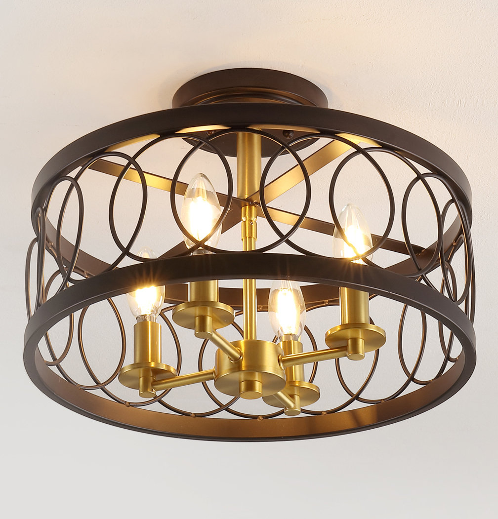 Carreiro 4 - Light 15.5" Caged Drum Semi Flush Mount Gracie Oaks Fixture 