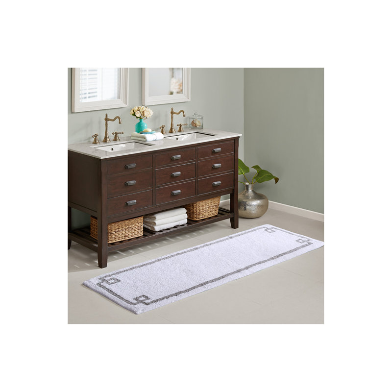 Cotton Tufted Bath Rug 24X72, White, Single- 72" L x 24" W
