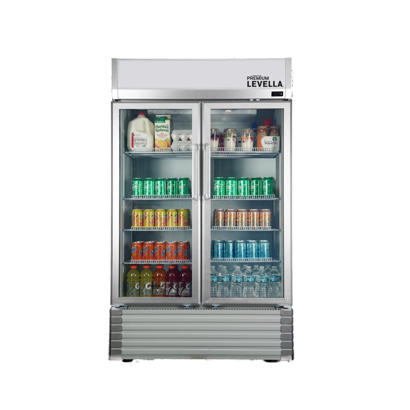 Premium 73'' Silver Smart Upright Double Glass Door Refrigerator