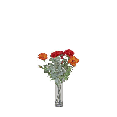 Lamb's Ear & Poppies in Glass Vase