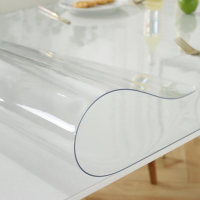 Clear Table Cover Protector 24 x 55 Inch, 1.5mm Thick Plastic Mat | Non-slip Waterproof PVC Table Protector, Cut to Size, Spill-Stain-Scratch Proof, Fits Kitchen, Dining Table, Dresser, Desk