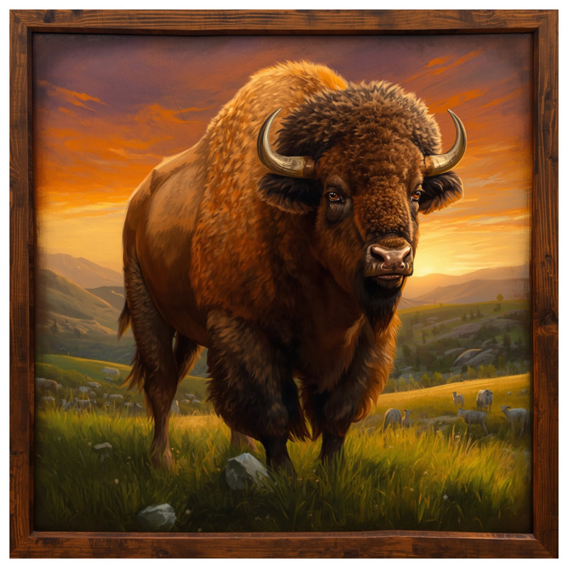 Rideaux Bison In Grassland, Blockout, 50" x 80" - 1 Panel