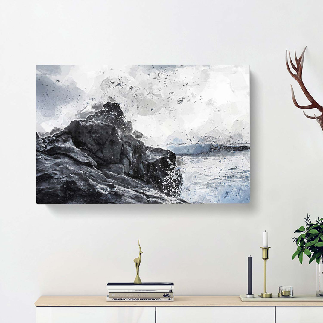 Waves Crashing In Lanzarote Spain In Abstract - Wrapped Canvas