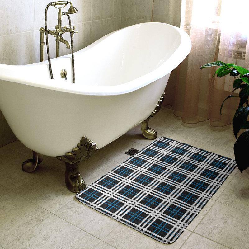 Tapis pour salle de bain Philadelphia, l 17 po x L 24 po, Noir, bleu, blanc