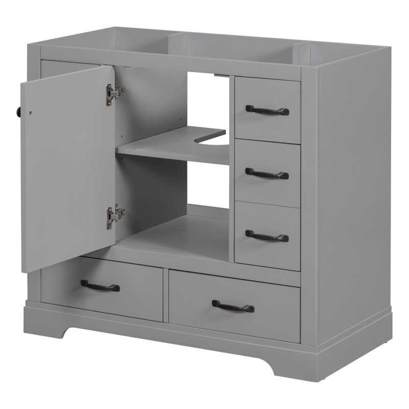 Meuble-lavabo 36 po sans lavabo, Gris, Noir