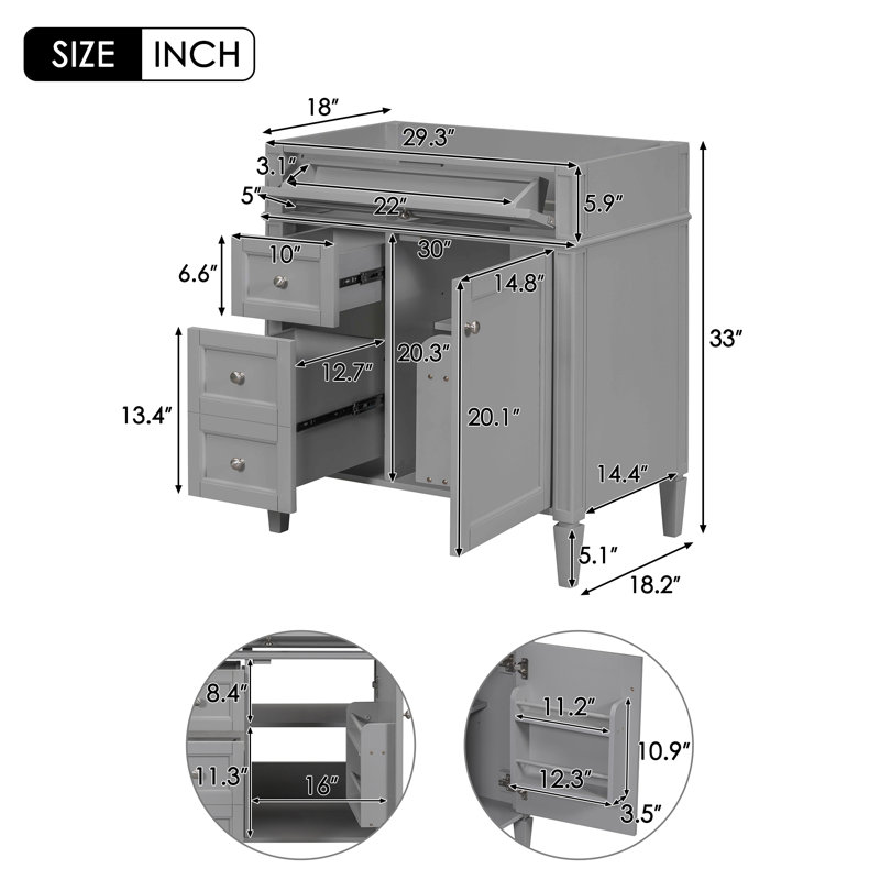 De salle de bain avec lavabo | Armoire de rangement moderne avec 2 tiroirs, tiroir basculant, évier simple (116 caractères)