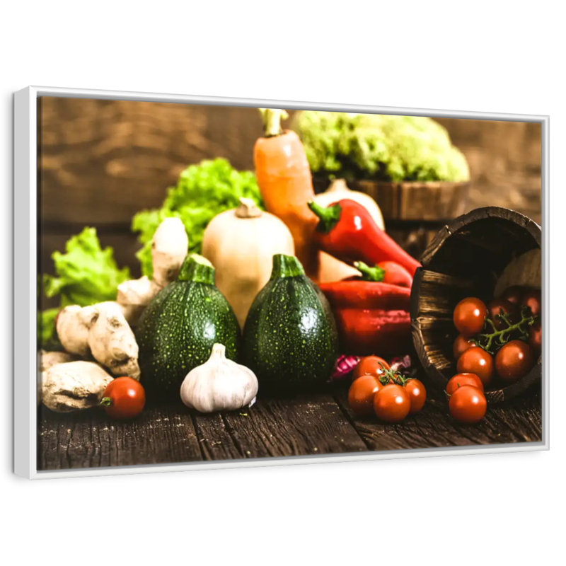 Légumes frais de la ferme, 31 po x 21 po, Cadre flottant blanc