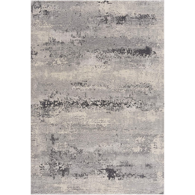 Tapis d'entrée gris / beige à motif abstrait 2 pi x 4 pi (2 pi 3 po x 4 pi) Cendro, Rectangle 2 pi 3 po x 4 pi