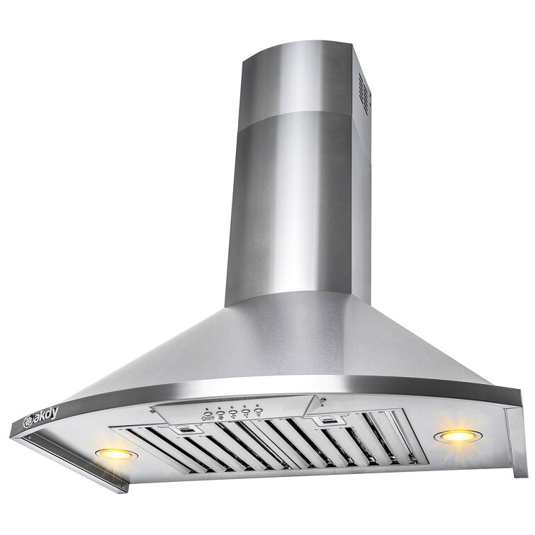 AKDY 30" 343 Cubic Feet Per Minute Convertible Wall Range Hood with Baffle Filter and Light Included