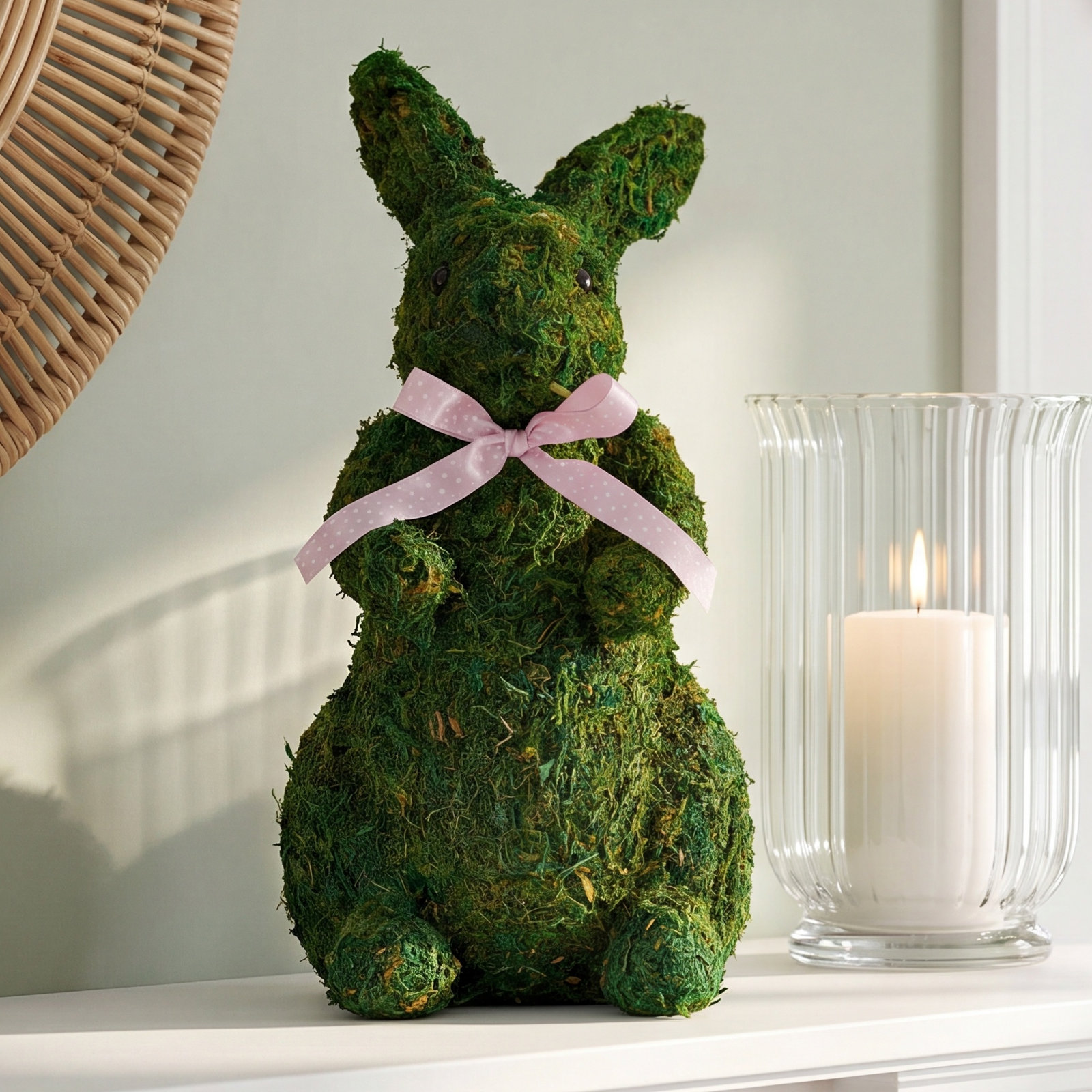 Tabletop Moss Bunny Easter Holiday Accent
