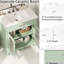 Meuble-lavabo de 31 po avec lavabo rectangulaire en céramique, rangement spacieux, rayures verticales et pieds en bois d'hévéa pour une fixation stable et confortable, portes en verre rayé, faux tiroir, charnières à fermeture en douceur,-120994778-120994780