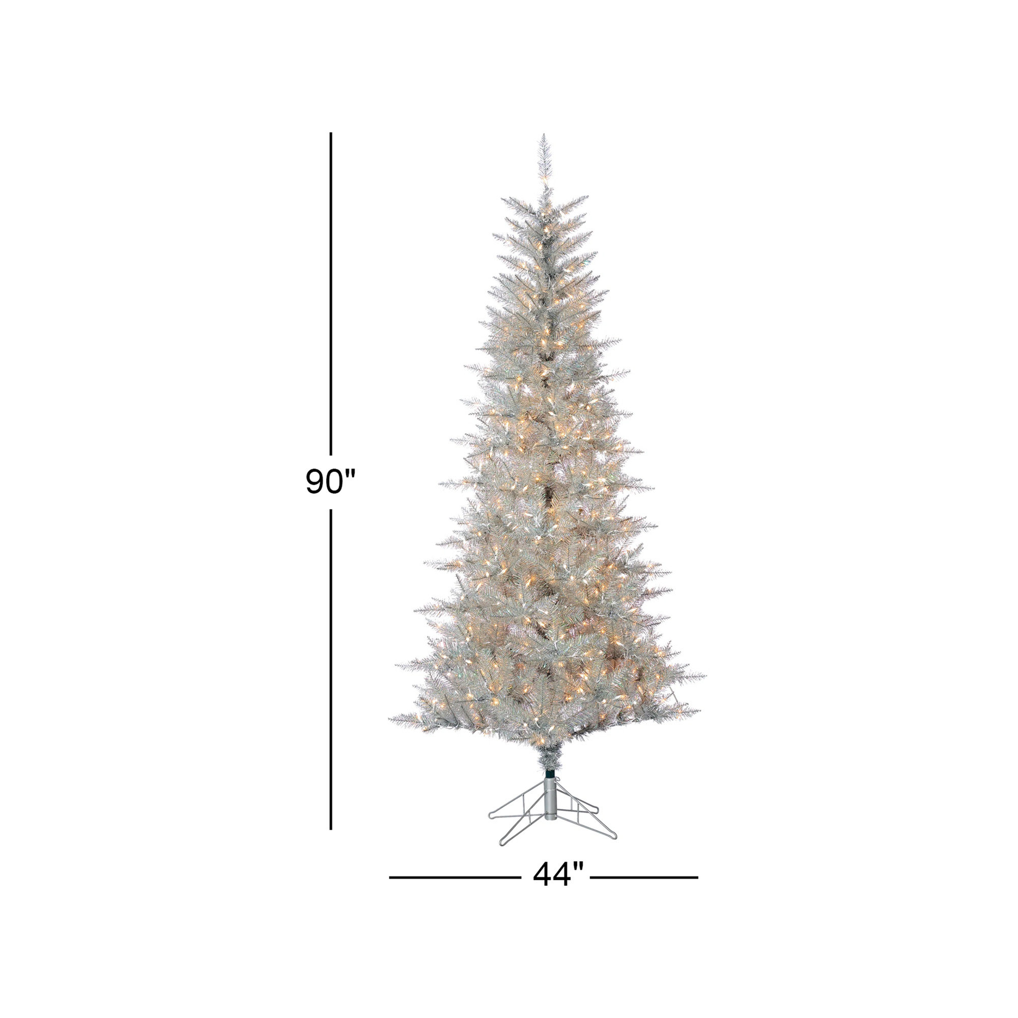 Silver Artificial Christmas Tree, 90" H x 44" W x 44" D