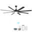 Ventilateurs de plafond 84 pouces 84 pouces avec télécommande intelligente et 8 pales pour le salon-707018758