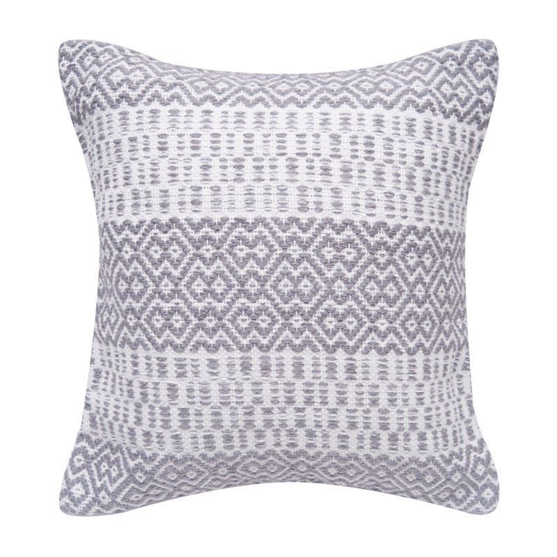 Pim Diamond Stripe Slate and White Indoor-Outdoor Pillow