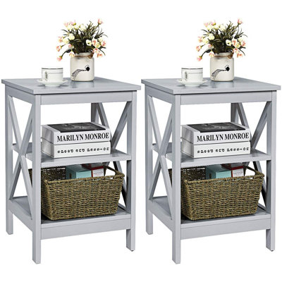 3-Tier X-Design Nightstands with Storage Shelves