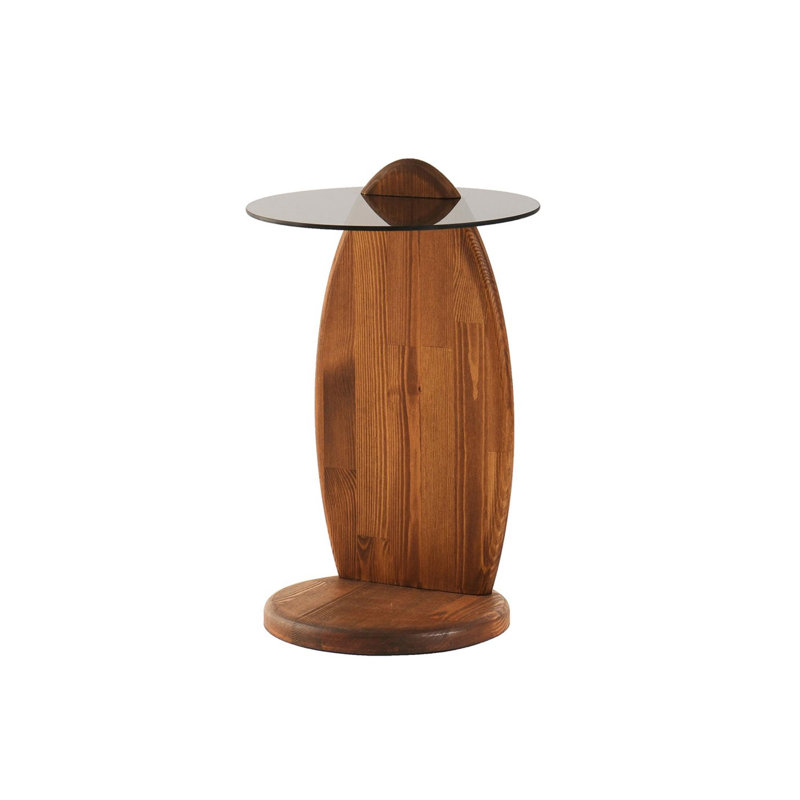 Modern Side Table with 100% Tempered Glass Top, 13.8 x 20.9 x 13.8 inches | Sturdy 100% Pine Wood Frame in Chestnut & Fume Colors | Elegant Design for Living Room & Bedroom, Stylish and Durable