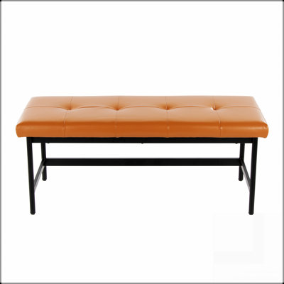 Bench In Black Metal And Faux Leather
