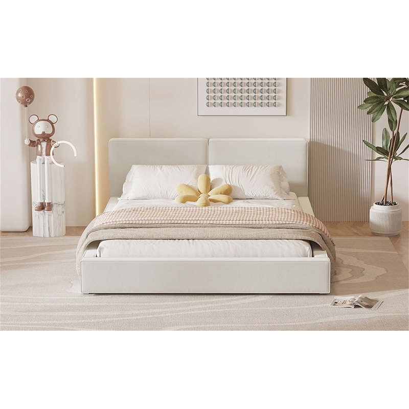 Charetta Upholstered Platform Bed, Beige