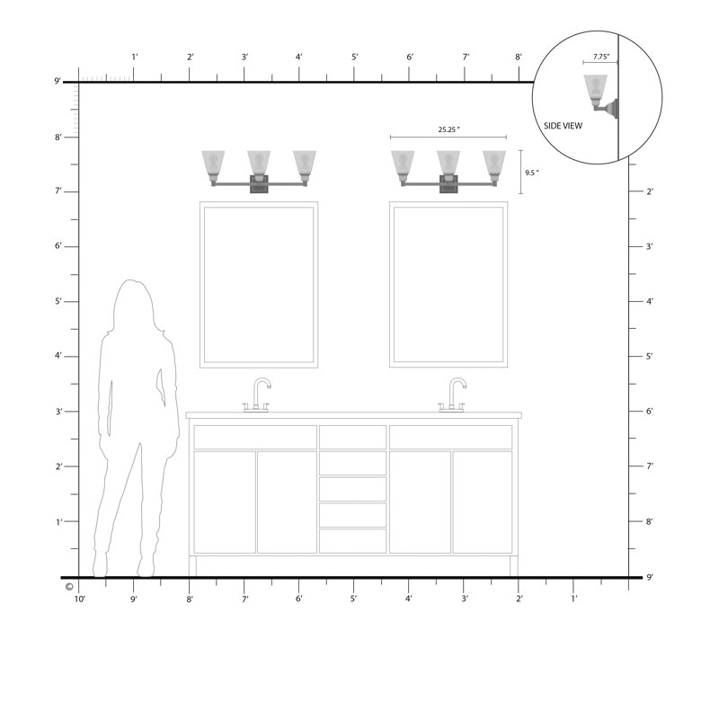 Anfrenee 3 - Light Dimmable Vanity Light, Polished Chrome