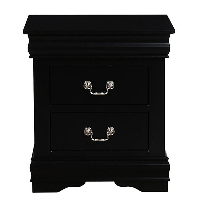 Table de chevet classique noire à 2 tiroirs - Gardez votre chambre à coucher dans 2 styles et solution de rangement pratique
