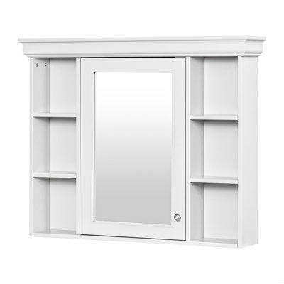 Wall Mounted Bathroom Storage Cabinet With Mirror Door, Modern Bathroom Wall Cabinet With Mirror, Medicine Cabinet With 6 Open Shelves