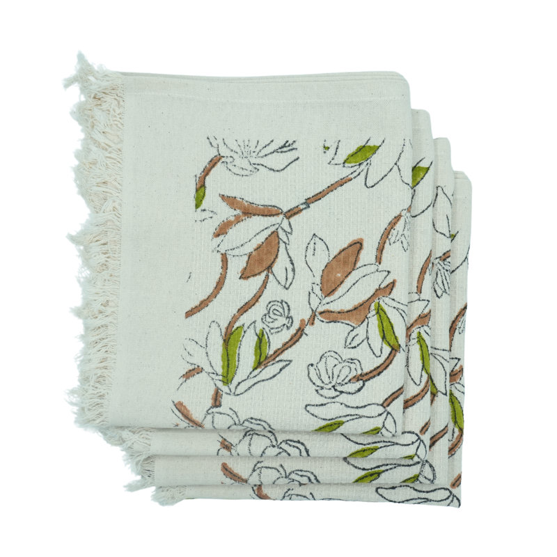 Ensemble de 8 essuie-mains gaufrés tissés à la main 100% coton 17 x 32 gaufres, vert