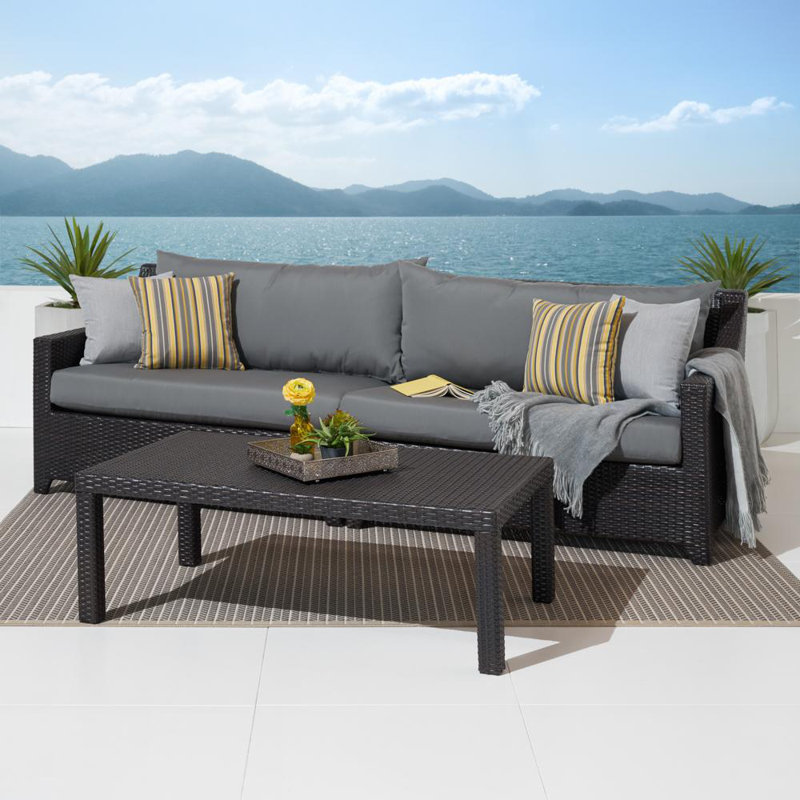 Fionnula 3-Person Patio Seating Set with Cushions, Charcoal Grey Sunbrella®