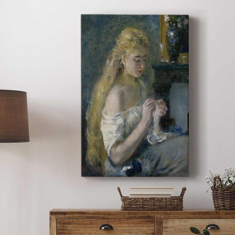 Femme au crochet - toile tendue par Pierre-Auguste Renoir, 8 x 12