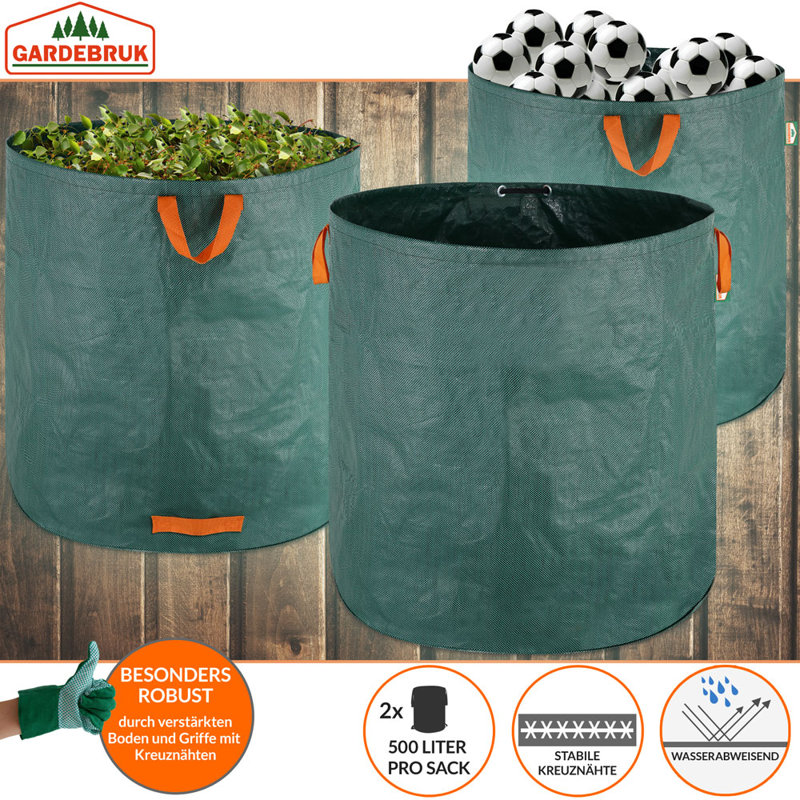 500L Polyethylene Plastic Trash Bags - 2 Count