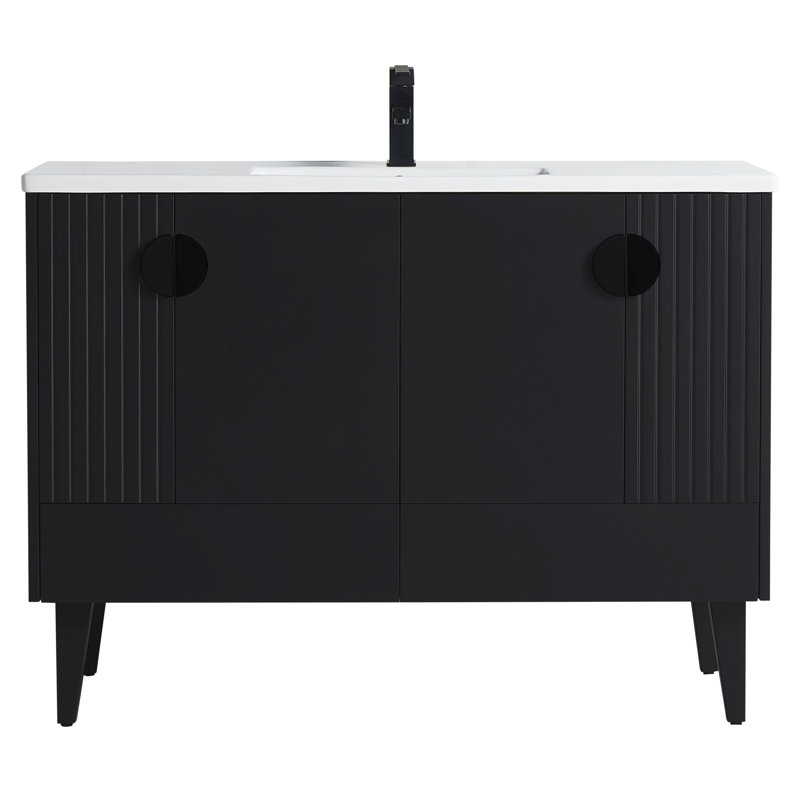 Ensemble de meuble-lavabo simple 48 po Saimah, Noir, Noir