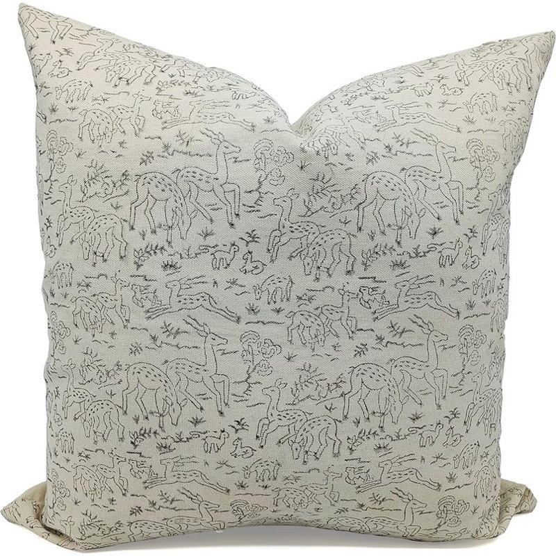 Housse de coussin imprimée à la main Dear Forest Design, coussin décoratif pour canapé, lit et chaise, 14 po x 14 po