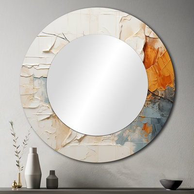 Minimalisme moderne scandinave Serenity Art - miroir mural décoratif contemporain beige, impression métallique