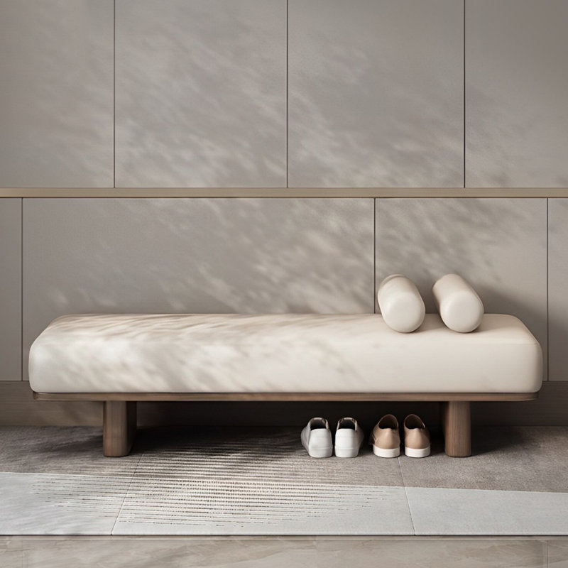 Banc rembourré en similicuir Nickolaos, H 17,71 po x l 70,86 po x P 17,71 po