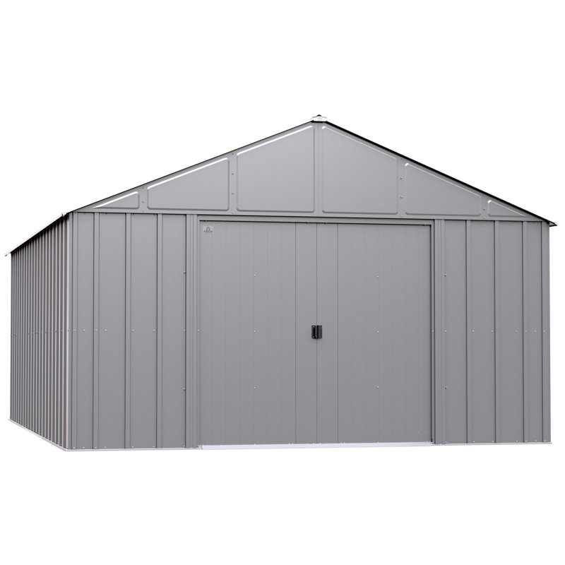 17 ft. Flute Grey Galvanized Steel Storage Shed