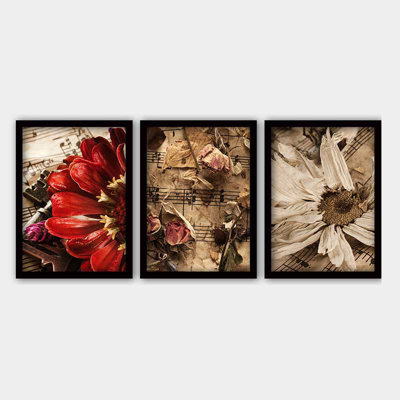 Stunning Decorative Framed Painting Set (3 Pieces), 21.7 x 29.5 Inches Each | 100% Wooden Frame with 0.8 Inch Polystyrene | UV Digital Printing | Perfect for Living Room, Office & Gallery Wall Decor