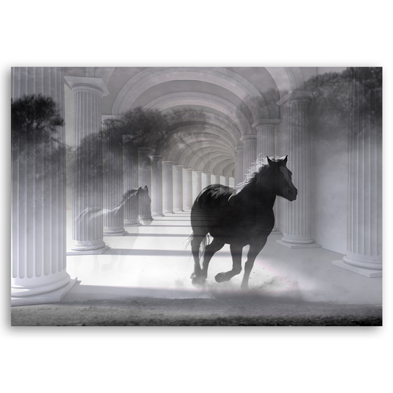 Horse Galloping 3D Tunnel - Wrapped Canvas Print, 60cm H x 90cm W