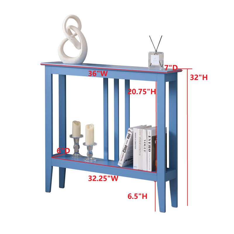 Narrow Console Table with 2-Tier Storage Shelf, Wood Entryway Table or Slim Sofa Table for Hallway or Behind Couch