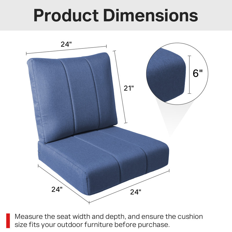 Ensemble de coussins de siège et de dossier pour patio 6 po Forbell, 3, Bleu