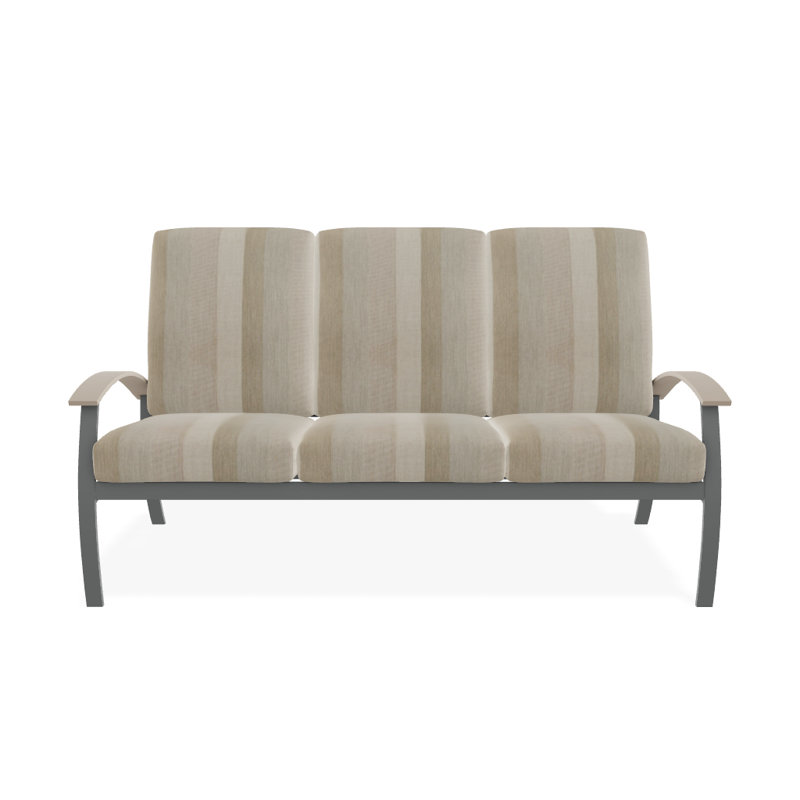 Askar 71.5'' Wide Powder Coated Aluminum Patio Sofa with Cushions, Whisper Wren, Textured Graphite