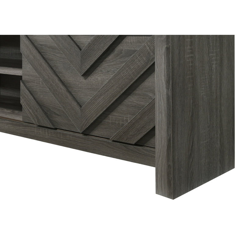 1Pc Rustic Geometric Design Contemporary Traditional Interiors Entertainment Console TV Stand Living Room Furniture, Gray