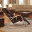 Fauteuil à bascule relaxant avec massage complet et pression d'air confortable, fauteuil de détente avec coussin en coton brun